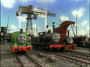 Edited scene of Percy, Donald and Douglas blowing their whistles