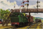 Oliver shunting a brake van