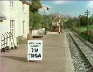 "Sorry, No Trains" sign edited in Welsh