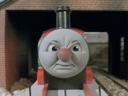 James' red-nosed angry face