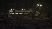 The sheds during a storm