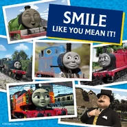 A picture from this episode is adorned with the "Smile Like You Mean It!" promo