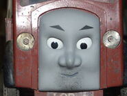 One of Lorry 2's faces on Lorry 1's model at Drayton Manor