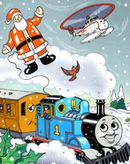 A Father Christmas inflatable balloon in a magazine story