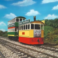 Promotional image of Flora and her tram car