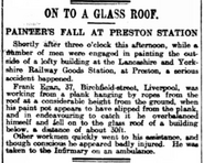 A newspaper of a station painter falling at Preston in 1906, which inspired Henry's incident in Paint Pots and Queens