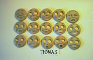 Thomas' faces (Note: Thomas' unused snarling face between his sleeping and depressed face, and his frustrated face on the bottom left corner)