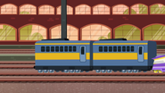 Two yellow striped coaches