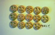 Percy's faces (Note: Thomas' tired face is incorrectly used between Percy's drowsy and upset faces)