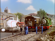 Percy, Toby, Bertie and Harold at the villagers' party