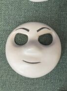 Skarloey's large scale smirking face on display at the Awdry Extravaganza 2 at the Talyllyn Railway in 2022