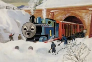 Thomas in a snowdrift outside the tunnel