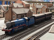 The coaches during construction of the new exhibition in 2023 (note: Gordon is a fan-made replica)