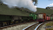 Peter Sam pulling some trucks in the sixteenth series