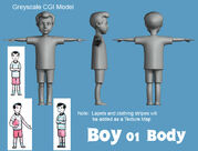 Boy 01 Greyscale CGI Model Body