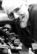 Christopher Awdry with Thomas and Percy.png (3.41 MB) Christopher with the television series models at the London Transport Museum in 1993