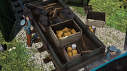A stakebed wagon loaded with cleaning supplies