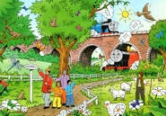 Farmer Collett with James and Gordon in a magazine activity