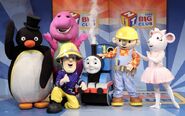 Thomas with Angelina Ballerina, Bob the Builder, Fireman Sam, Barney and Pingu.