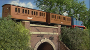 Thomas crossing a bridge