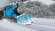 Thomas wearing his snowplough in CGI