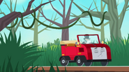 Winston driving through the field