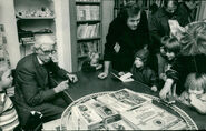 Wilbert signing books in Oxford, 27 November 1976