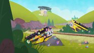 Farona and Frederico derailed on the bend in Race for the Sodor Cup