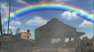 A rainbow over the Sodor Shipping Company building