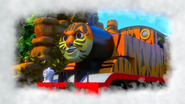 Thomas as a tiger in a fantasy sequence