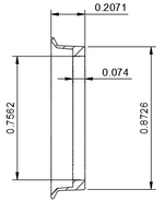 A CAD drawing of one of the wheel caps (side section view)