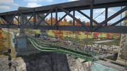 The suspension bridge under repairs