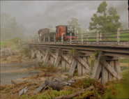 Rusty crossing the bridge