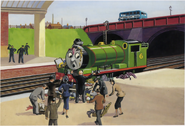 Troublesome Engines on the blue double-decker bus in Percy and the Trousers