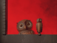 Deleted scene Puppet owl on the left, normal owl on the right