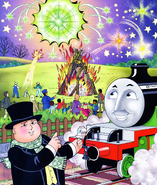 A fireworks display and bonfire in the park