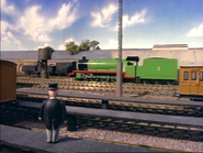 Gordon and Sir Topham Hatt in the yards at Vicarstown