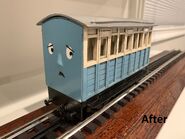 Another one of the blue coaches with a face owned by ThomasTankMerch