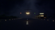 Jeremy landing on the runway at night