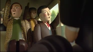 Cyril's kneeling figure reused for a passenger in the ninth series