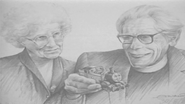 Wilbert and Margaret Awdry sketched by Owen Bell