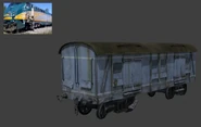 A damaged utility van model in CGI
