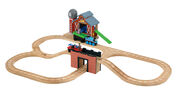 Wooden Railway Farmhouse Pig Delivery Playset Prototype with The Photographer's Draisine