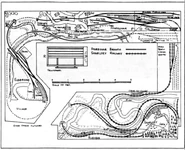 Proposed trackplan for an OO9 Skarloey Railway layout featuring Skarloey