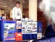 Hilary Fortnam giving a talk about the history of the franchise