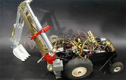 Jack's chassis with a backhoe arm and bucket