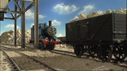 Thomas collecting the trucks of stone