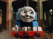 Thomas with his laughing face that first appeared in the second series... (1986)