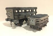 A Series 5 slate truck (with a Gauge 1 Troublesome Truck face) and Series 4 slate truck