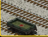 A green flatbed with a red star